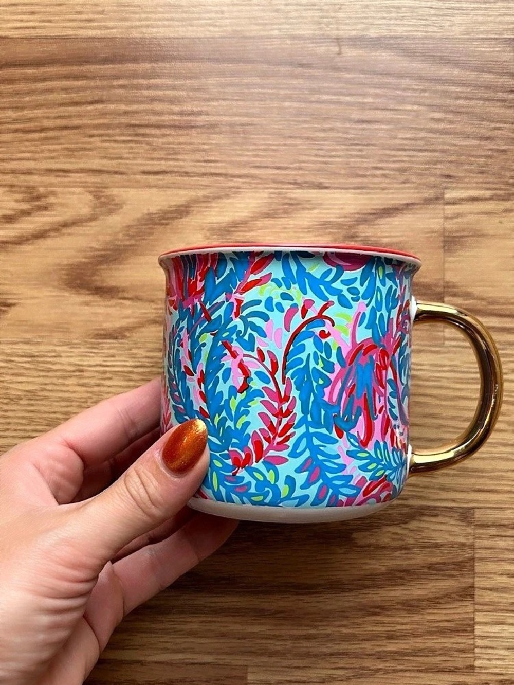 Lilly Pulitzer Ceramic Mug Holidaze Floral Mug Blue & Red